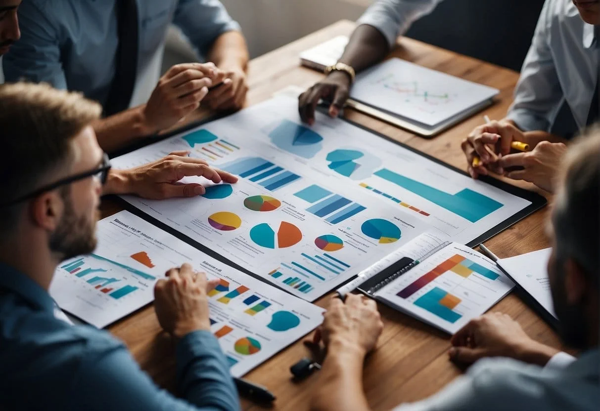 Various industry professionals gather to discuss and brainstorm solutions for cookieless advertising. Charts and graphs are displayed as teams collaborate on strategies