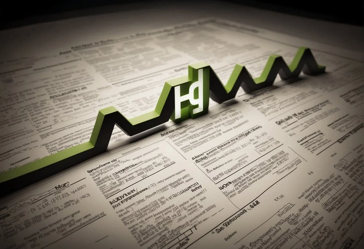 A graph showing a sharp increase in ad spend efficiency over time, with a dollar sign symbolizing the return on ad spend