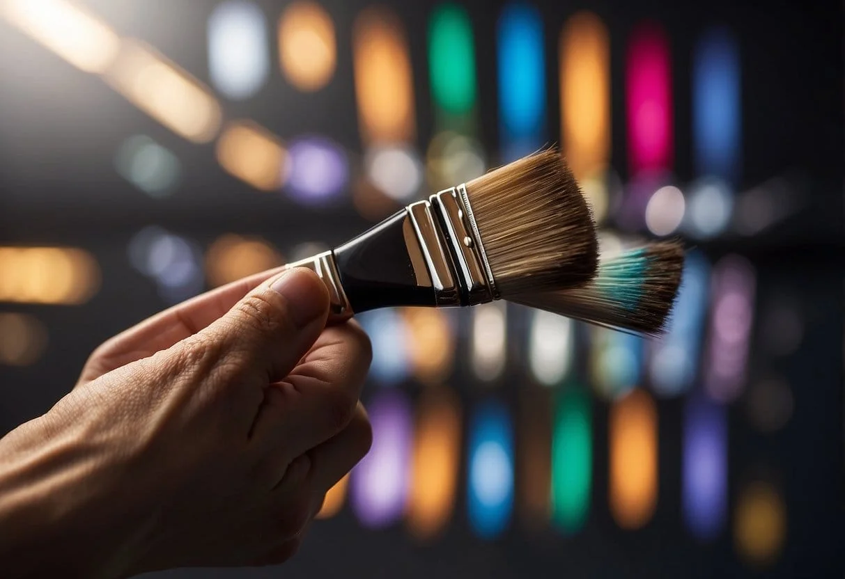 A hand holding a paintbrush, adding the word "attribution" to an Adobe logo