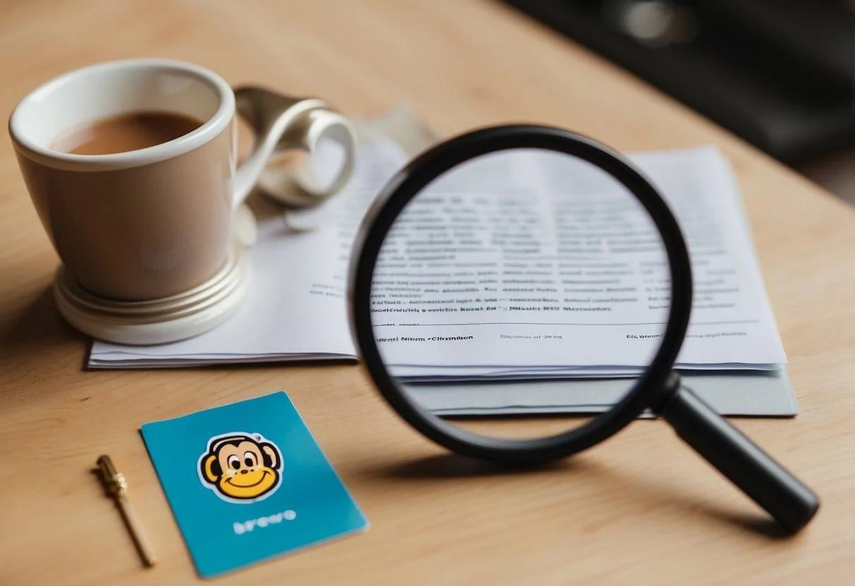 A side-by-side comparison of Brevo and Mailchimp logos, with a checklist and magnifying glass highlighting key features