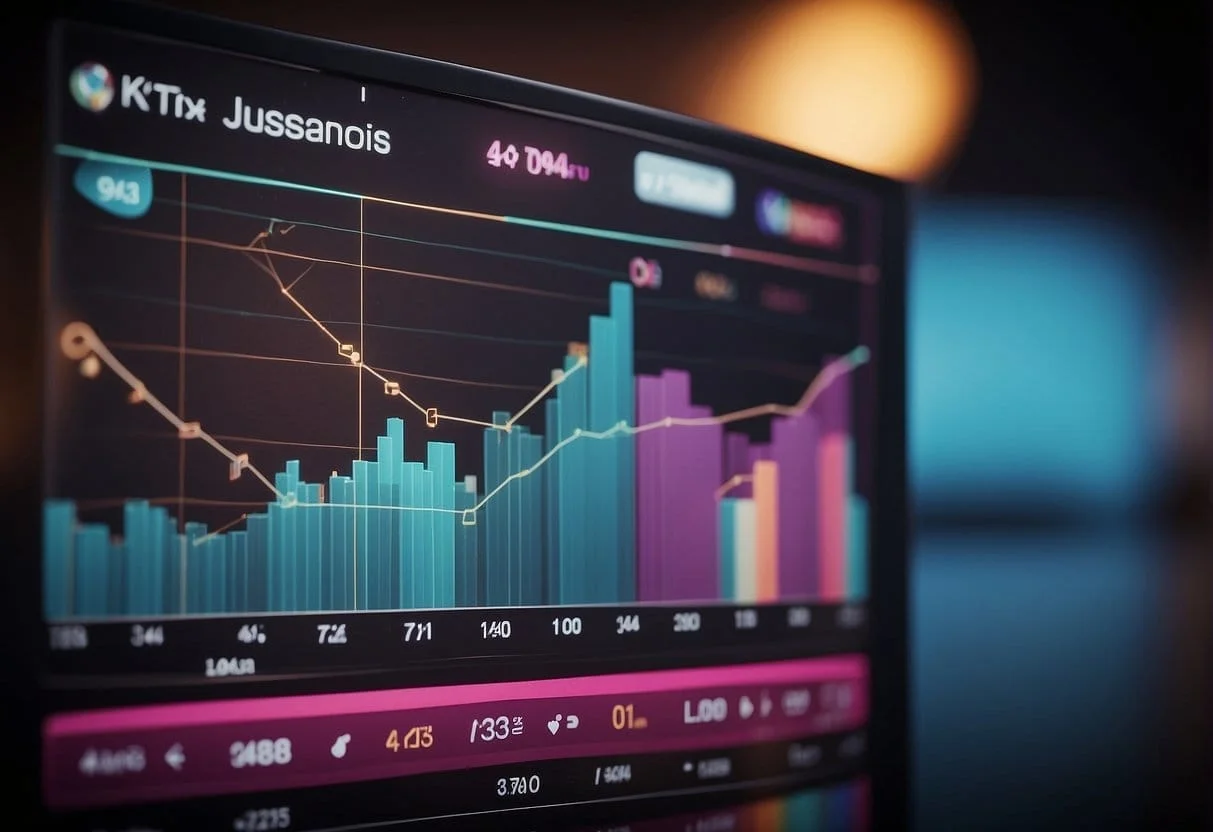 A bar graph displaying TikTok metrics and insights with a trending line chart