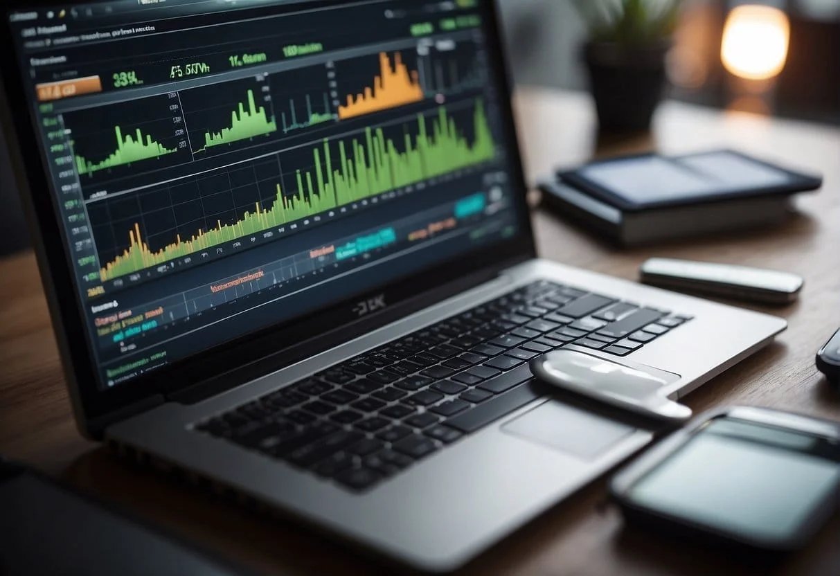 A computer screen displaying graphs and charts of sales and revenue data from an ecommerce platform