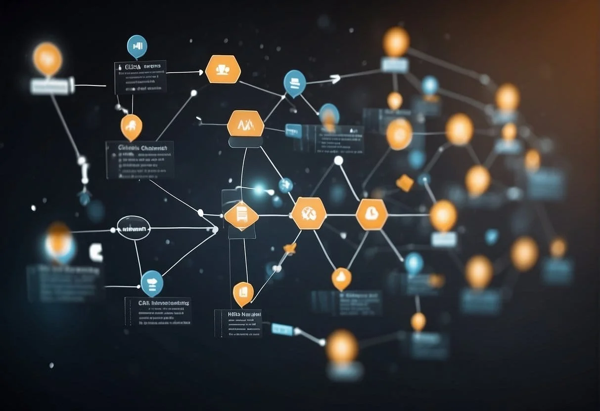 A flowchart of interconnected channels with arrows indicating communication and collaboration between them