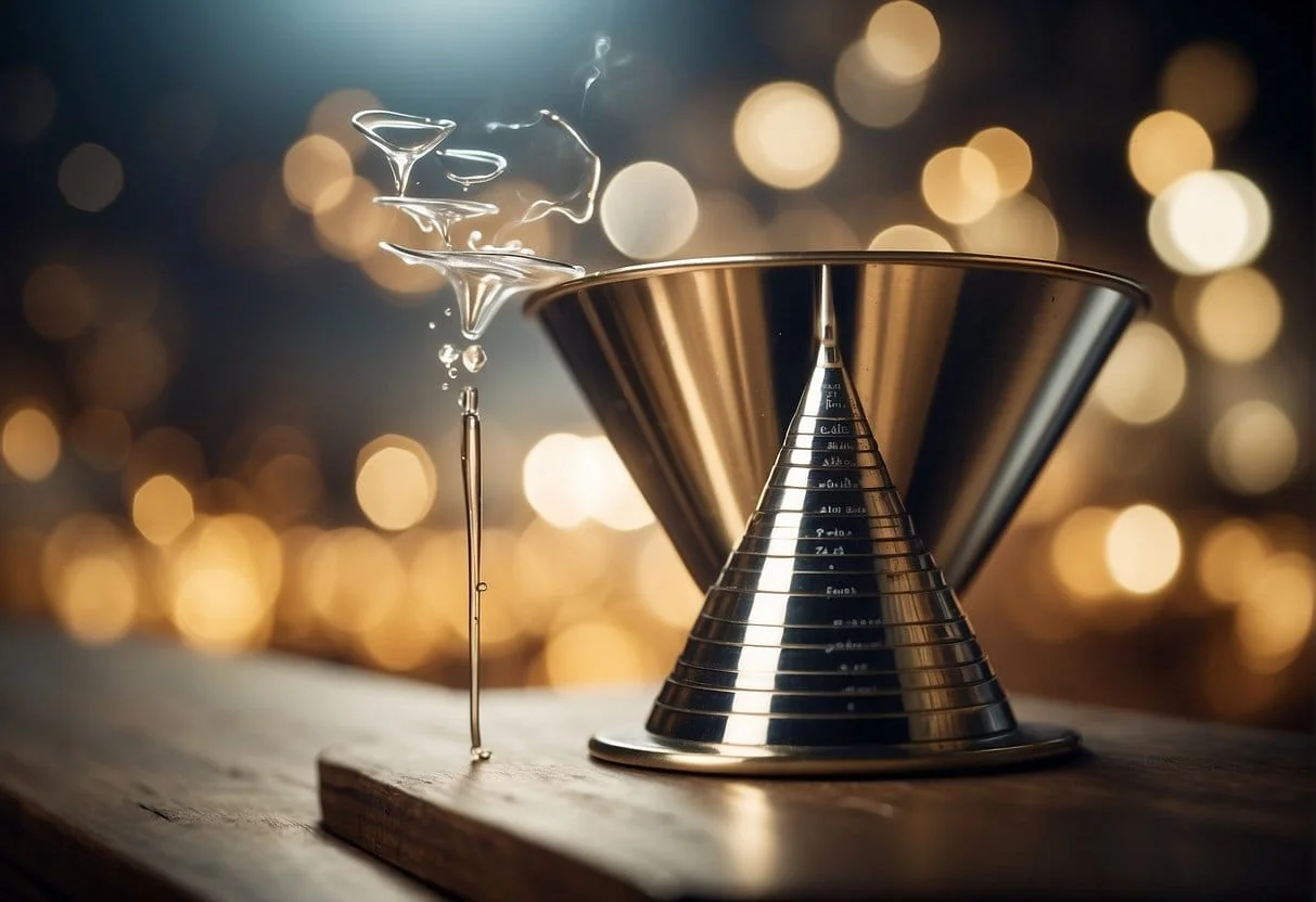 A funnel with "activecampaign" on one side and "clickfunnels" on the other, symbolizing the comparison of their sales and funnel building capabilities