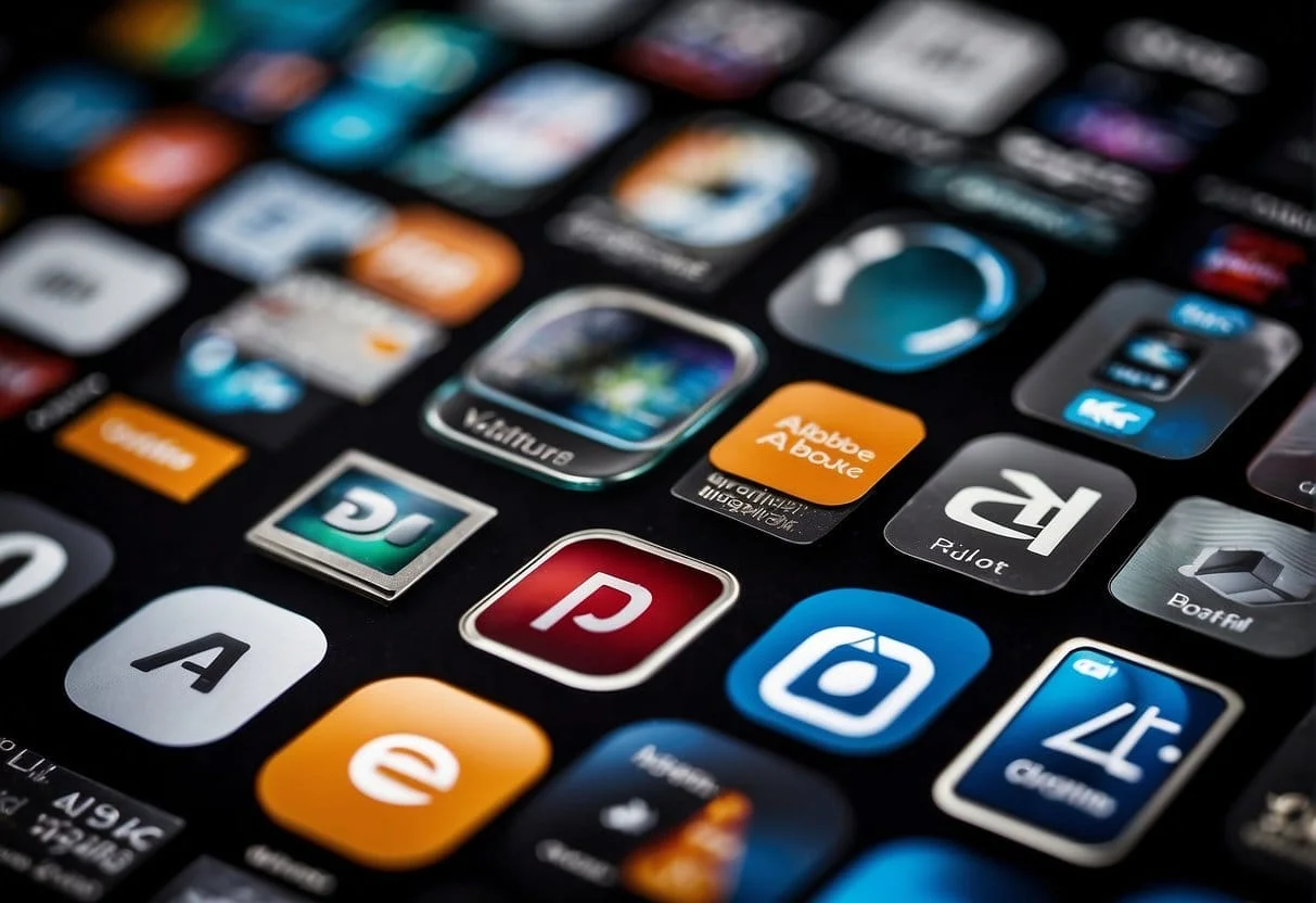 Adobe's logo displayed next to various creative assets with clear attribution labels