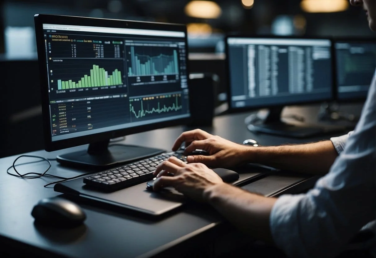 A person using a computer to manage client accounts on the gohighlevel platform