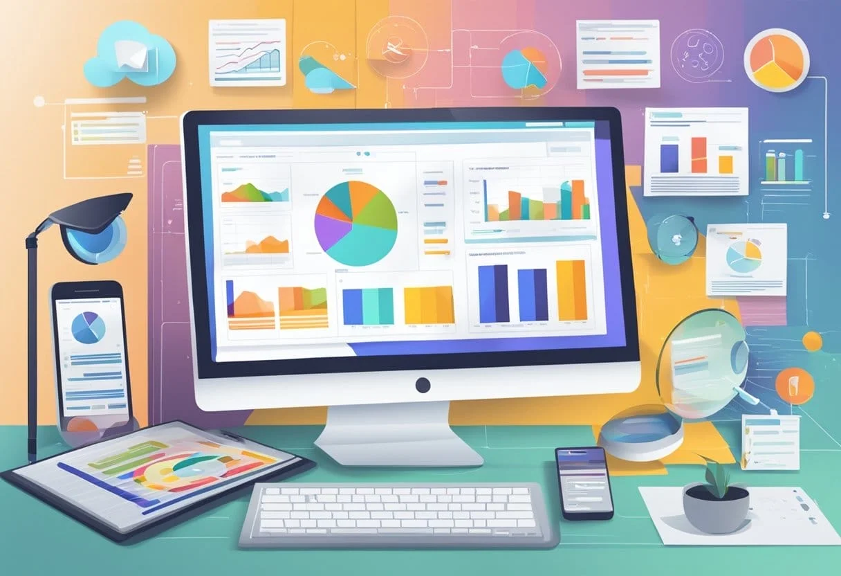 Digital marketing reporting dashboard illustration