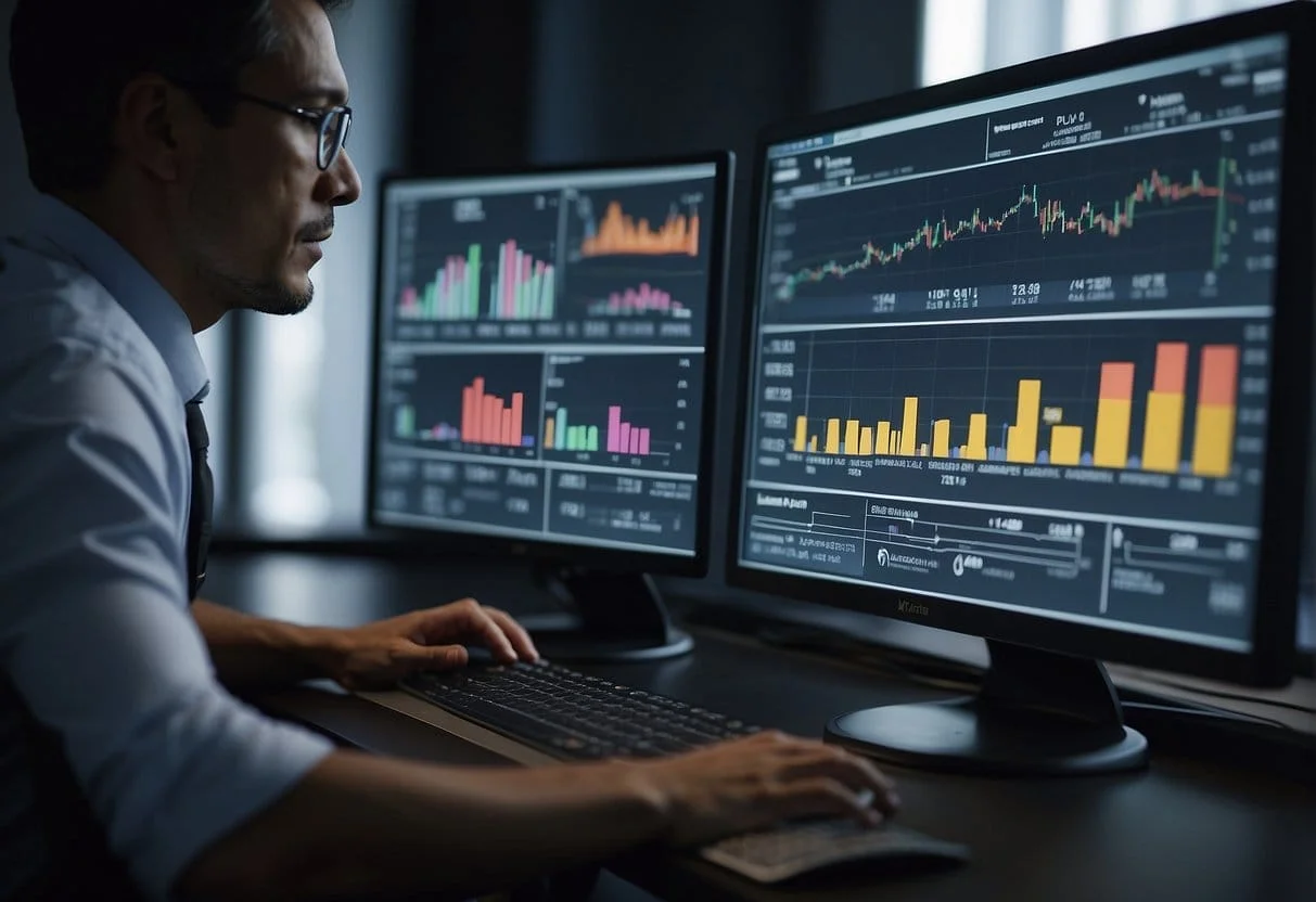 Various data streams flow into a central hub, where they are analyzed and used to create targeted marketing strategies