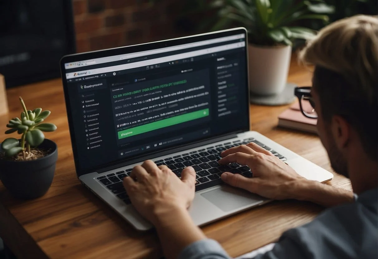 A customer types on a keyboard, surrounded by various support channels such as chat, email, and phone options, all labeled with the Shopify logo